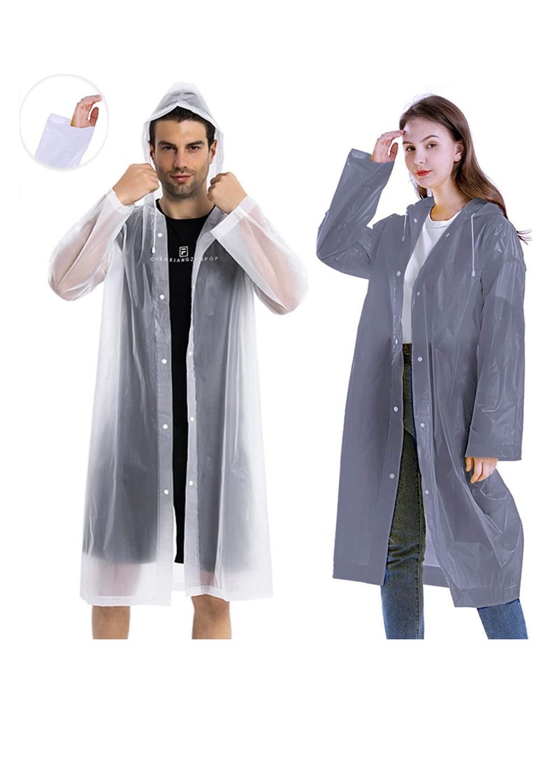 SYOSI Raincoat Rain Poncho for Adults 1 Pack EVA Rain Poncho for Women and Men Reusable Raincoat Jacket Packable for Family Fishing/Travel/Emergency/ with Hood and Elastic Sleeving  - Image 1