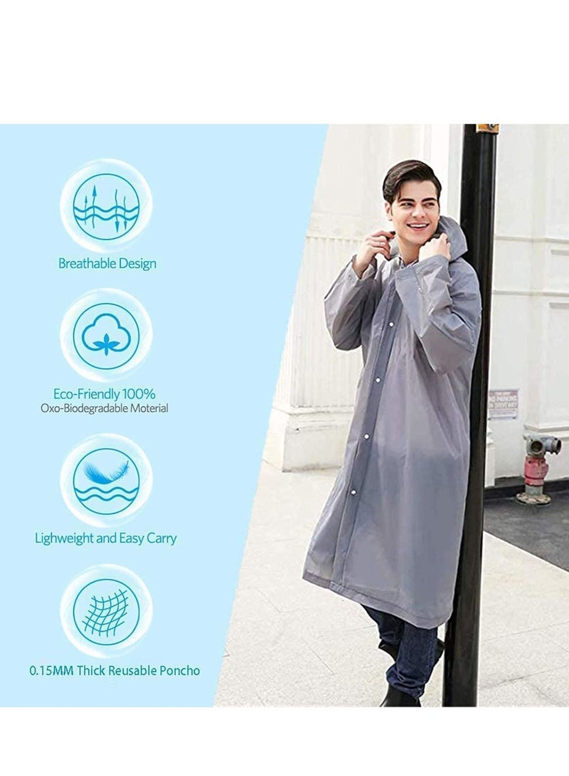 SYOSI Raincoat Rain Poncho for Adults 1 Pack EVA Rain Poncho for Women and Men Reusable Raincoat Jacket Packable for Family Fishing/Travel/Emergency/ with Hood and Elastic Sleeving  - Image 4