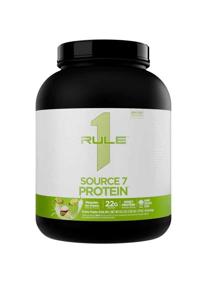 Rule 1 Proteins بروتين سورس 7 - نكهات مستوحاة من الجيلاتو، قوام ناعم كالمخمل، 22 جرام بروتين مستدام مع 10 جرام من الأحماض الأمينية الأساسية من 7 مصادر متميزة (5 أرطال*، جيلاتو الفستق) - Image 1