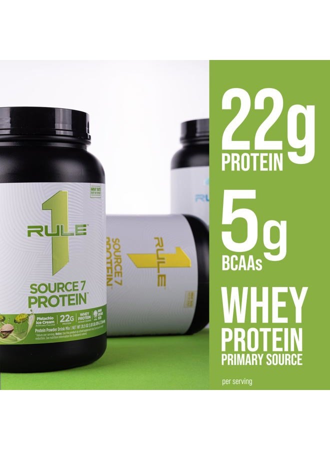 Rule 1 Proteins بروتين سورس 7 - نكهات مستوحاة من الجيلاتو، قوام ناعم كالمخمل، 22 جرام بروتين مستدام مع 10 جرام من الأحماض الأمينية الأساسية من 7 مصادر متميزة (5 أرطال*، جيلاتو الفستق) - Image 2