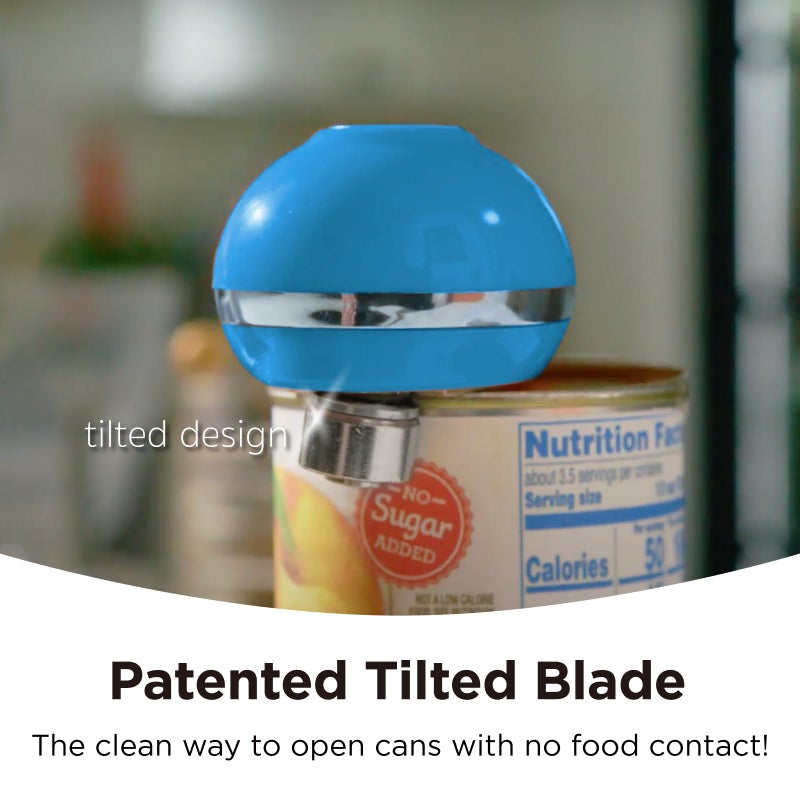 Kitchen Mama Mini Electric Can Opener Smooth Edge: Opens Can with One Press - Ultra-Compact, Portable, Hands-Free, Safe, Cordless, Seniors with Arthritis, Automatic, Battery Operated Appliance (Blue) - Image 4