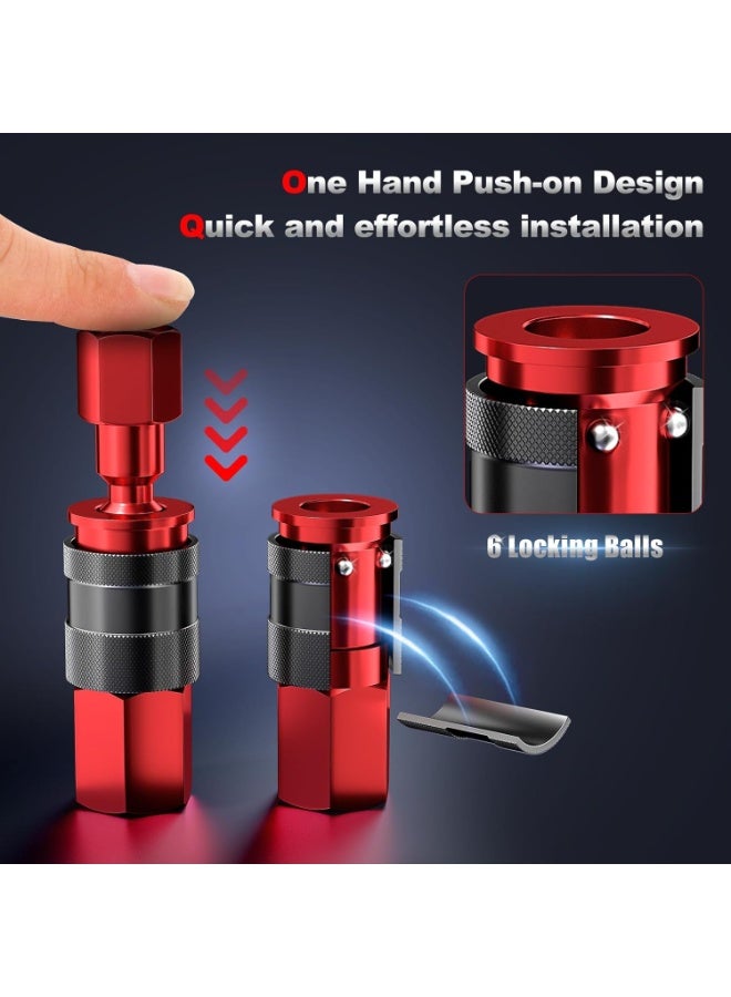 1/4" NPT Quick Connect Air Fittings Kit - 14 Pieces (6 Male Plugs, 4 Female Plugs, 2 Male Couplers, 2 Female Couplers) - Aluminum - Safety Locking Design - Universal Compatibility - Image 2