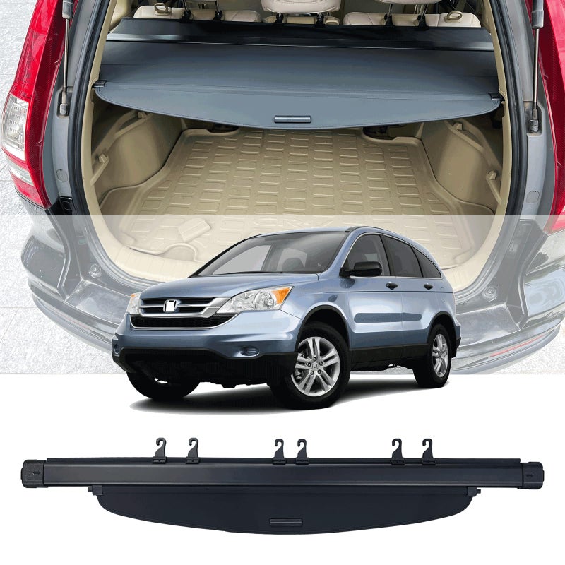 AQAE Cargo Cover Compatible with Honda CRV 2007 2008 2009 2010 2011 Accessories Retractable Rear Trunk Cover Trunk Security Cover Shielding Honda CRV Cargo Cover(Black/Canvas - Image 1