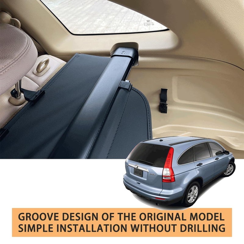 AQAE Cargo Cover Compatible with Honda CRV 2007 2008 2009 2010 2011 Accessories Retractable Rear Trunk Cover Trunk Security Cover Shielding Honda CRV Cargo Cover(Black/Canvas - Image 5