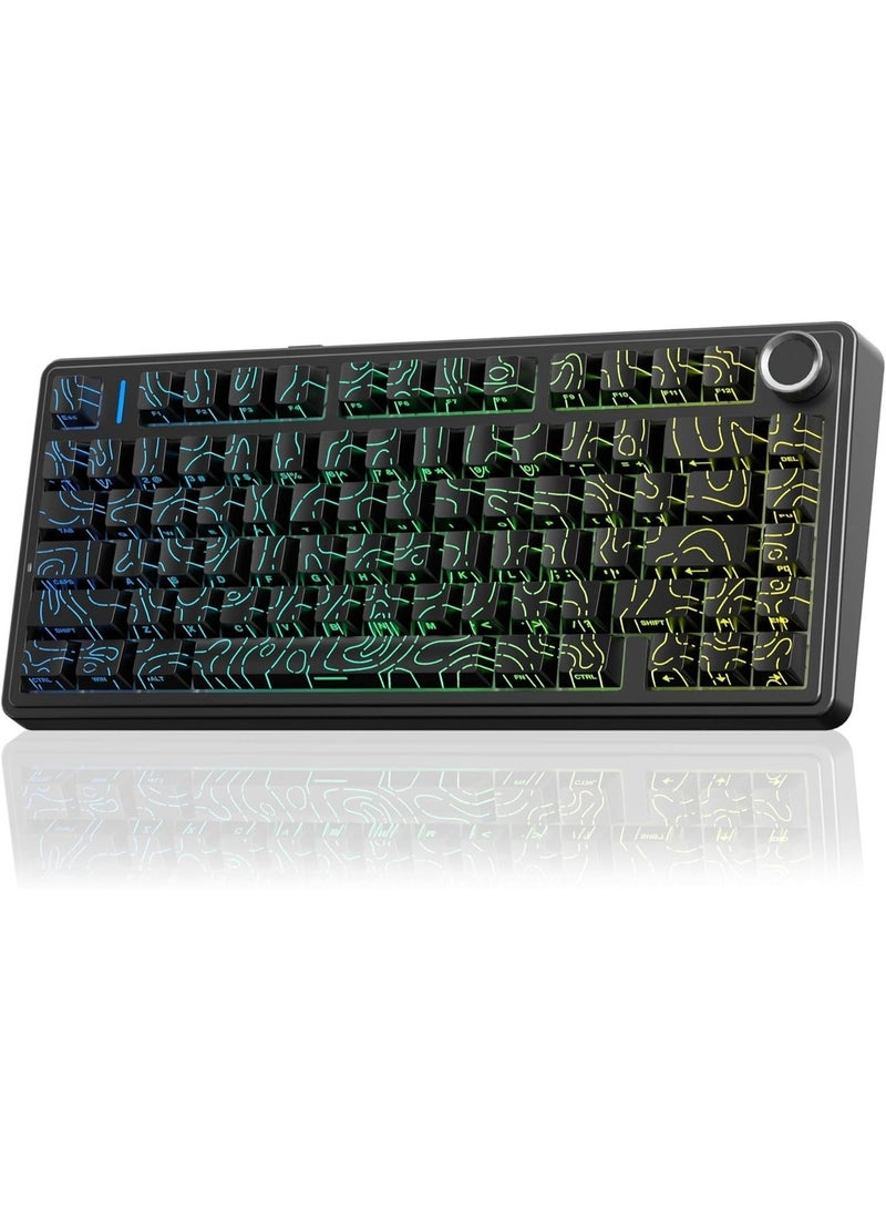 AULA F75 HE Gaming Keyboard with Magnetic Switches, 3-Mode, BT/2.4G/USB-C, 8000Hz Polling Rate, 4000mAh Battery, Supports DKS and SOCD, Adjustable Playback, Color (Black Contour) - Image 1