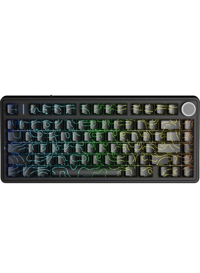 AULA F75 HE Gaming Keyboard with Magnetic Switches, 3-Mode, BT/2.4G/USB-C, 8000Hz Polling Rate, 4000mAh Battery, Supports DKS and SOCD, Adjustable Playback, Color (Black Contour) - Image 2
