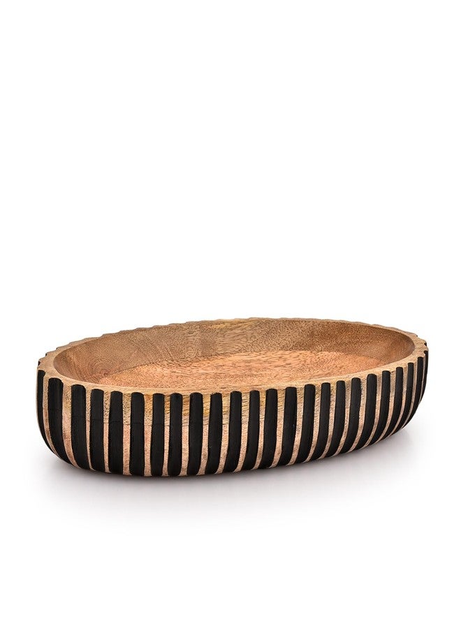 Kimona Decorative Bowl Wooden Centerpiece Table Decorations Decorative Long Wooden Bowl for Table Centerpiece (14" X 6" X 2.3") - Image 1
