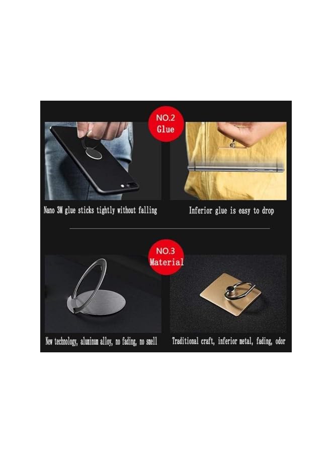 Green Tiger 3 Pack Magnetic Phone Ring Holder Grip, Ultra-Thin Slim Phone Stand with Adjustable 360° Rotation, Compatible with Car Mount, Zinc Alloy Phone Ring for Smartphones 4–8 inch - Image 3