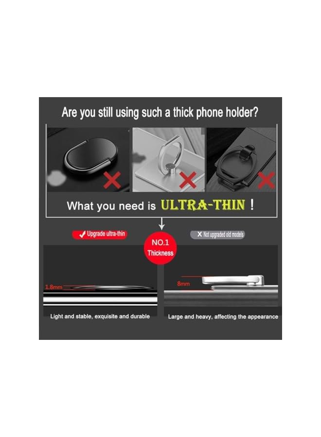 Green Tiger 3 Pack Magnetic Phone Ring Holder Grip, Ultra-Thin Slim Phone Stand with Adjustable 360° Rotation, Compatible with Car Mount, Zinc Alloy Phone Ring for Smartphones 4–8 inch - Image 2