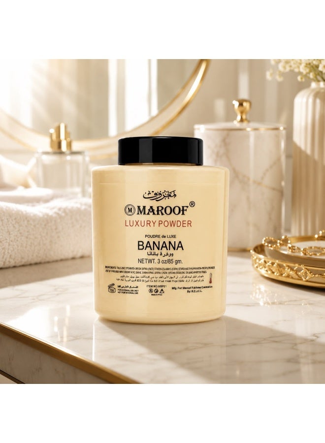 MAROOF Luxury Banana Powder Beige for Face & Body - Smooth Matte Finish, Oil Control, Professional & Daily Use, 85g - Image 2