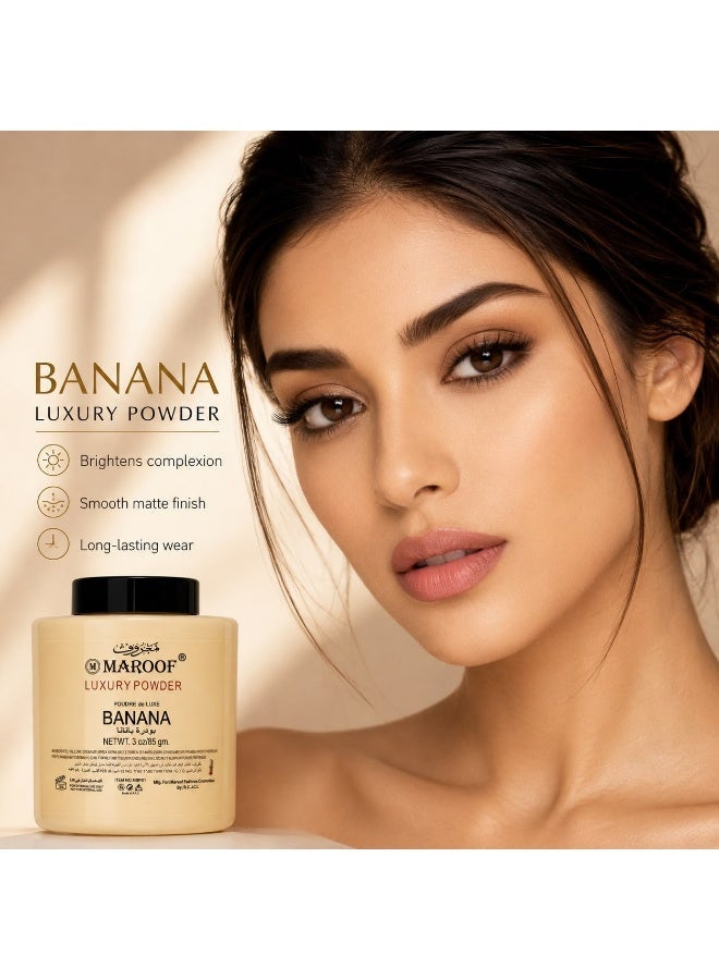 MAROOF Luxury Banana Powder Beige for Face & Body - Smooth Matte Finish, Oil Control, Professional & Daily Use, 85g - Image 1