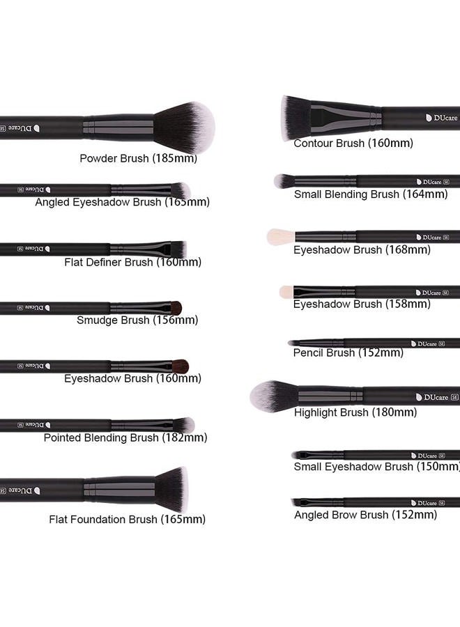 DUcare Makeup Brushes 15Pcs Premium Synthetic Kabuki Makeup Brush Set, Professional Foundation Concealers Powder Blush Blending Face Eye Shadows Black Brush Sets - Image 4