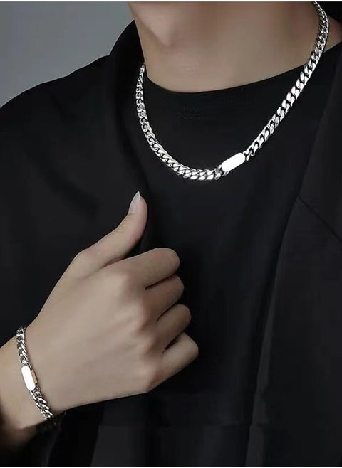 Fashionable Necklace and Bracelet Chain set Cool Sweater Chain for Men and Women Jewelry Gift for Lover and Friend 2 Pieces