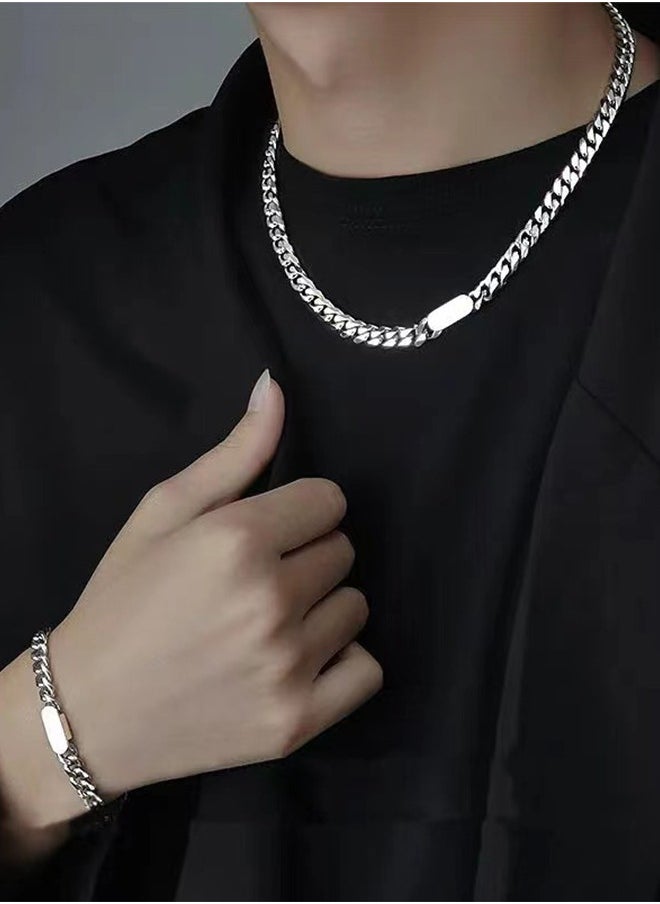 Generic Fashionable Necklace and Bracelet Chain set Cool Sweater Chain for Men and Women Jewelry Gift for Lover and Friend 2 Pieces  - Image 1
