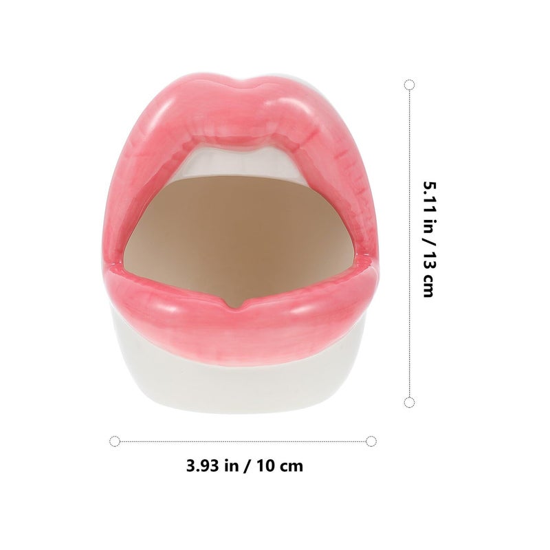 Ceramic Lip Shaped Ashtray Pink Unique Desktop Decoration Home Table Ornament - Image 3