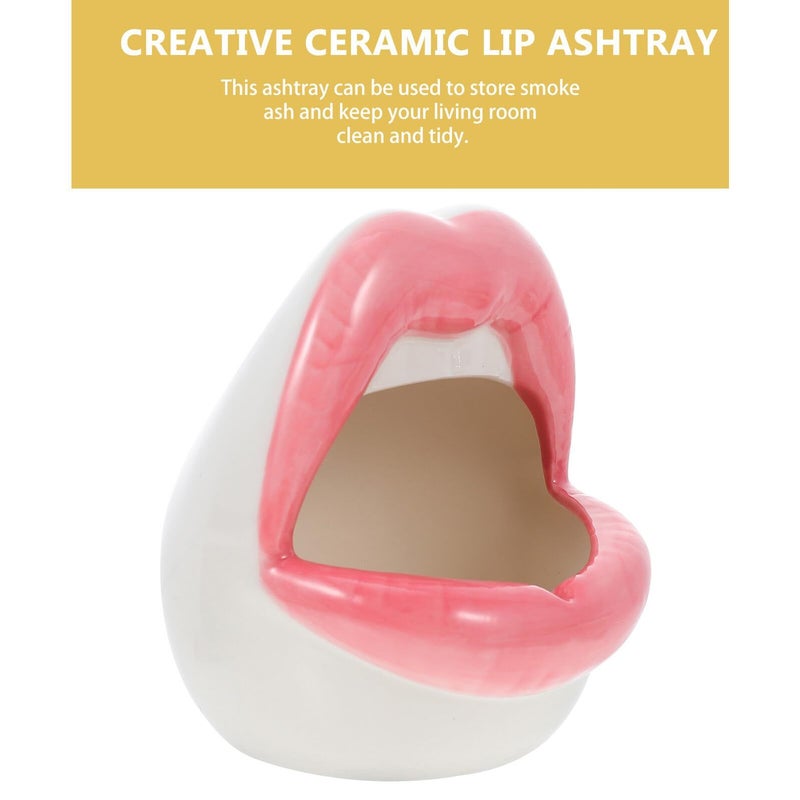 Ceramic Lip Shaped Ashtray Pink Unique Desktop Decoration Home Table Ornament - Image 4