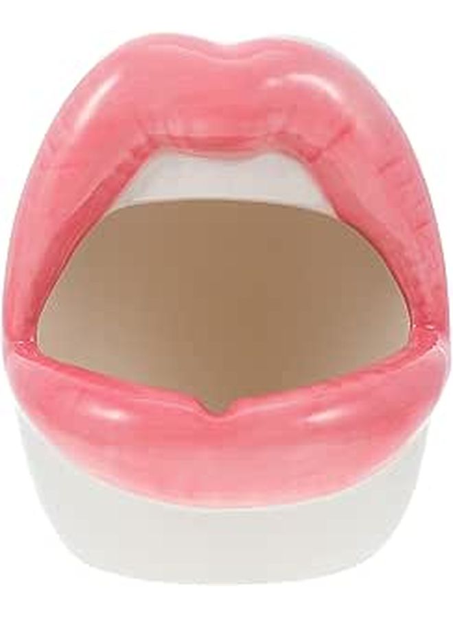 Ceramic Lip Shaped Ashtray Pink Unique Desktop Decoration Home Table Ornament - Image 1