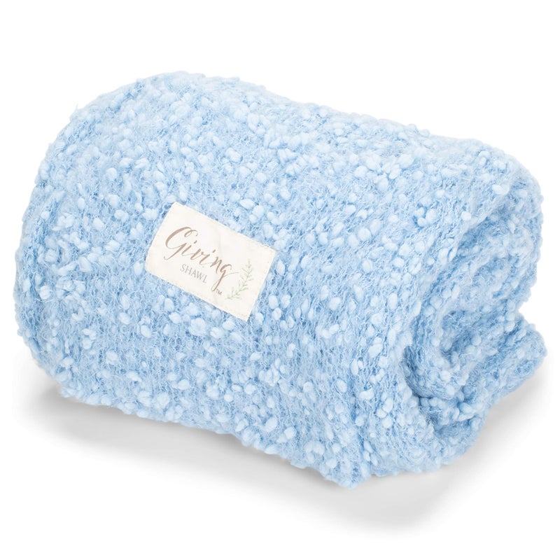 DEMDACO Giving Shawl Women's One Size Soft Knit Nylon Wrap in Gift Box, Light Blue - Image 4