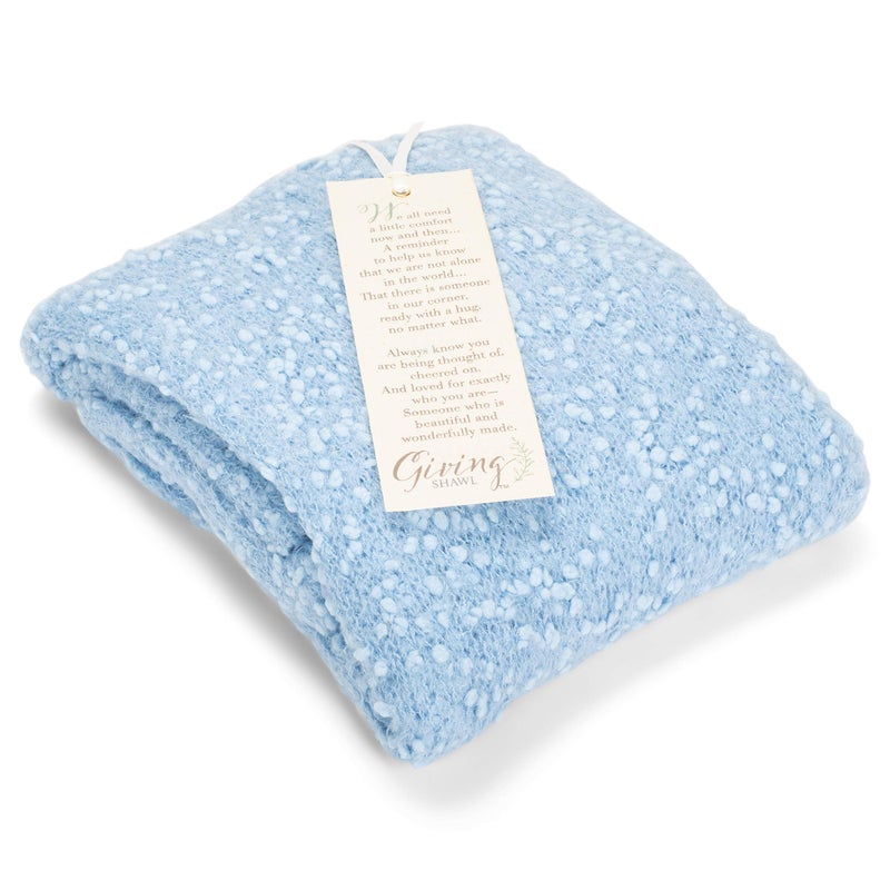 DEMDACO Giving Shawl Women's One Size Soft Knit Nylon Wrap in Gift Box, Light Blue - Image 2