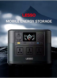 Lesso All In One LESSO Portable Power Station Overcharge Protective 1008Wh High Capacity Battery Power Bank Solar Panel Compatible Power Supply with AC DC Outlets and Charging Ports Backup Power Unit for Outdoor Adventure Camping Emergency Use 29x22x23 cm  - Image 2