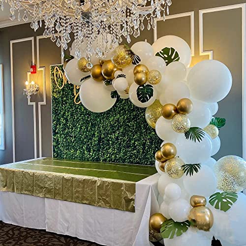 Lazybeee White and Gold Confetti Garland Arch Kit with 120 Pieces of 12 Inch 10 Inch and 5 Inch Latex Metallic for Birthday Wedding Anniversary Valentine Celebration Party Decoration Supplies - Image 5