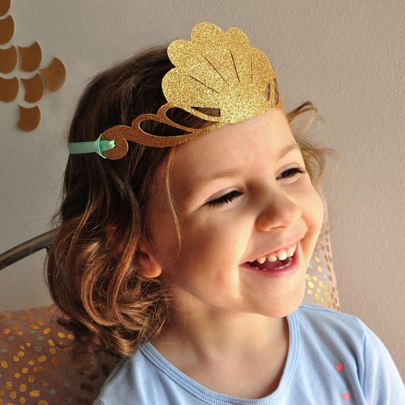 Confetti! Mermaid Crowns (Pack of 12) | Seashell Crown for Mermaid Birthday and Under the Sea Party - Party Hat Supply - Image 4