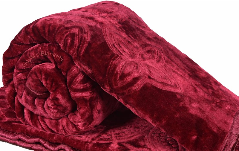 Goyal's Mink Polyester 500TC Super Soft Blanket Double Bed, 87 X 85 - Maroon - Image 1