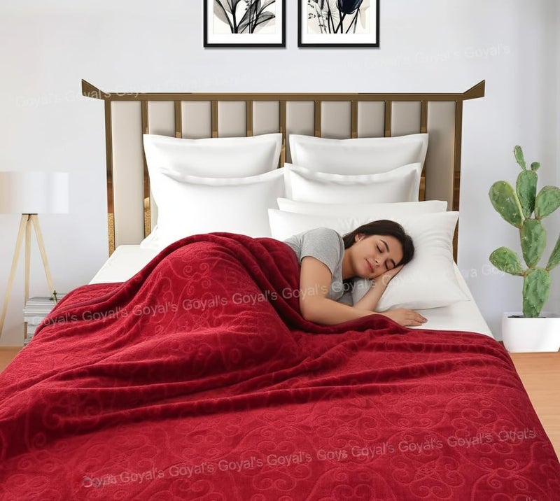Goyal's Mink Polyester 500TC Super Soft Blanket Double Bed, 87 X 85 - Maroon - Image 3