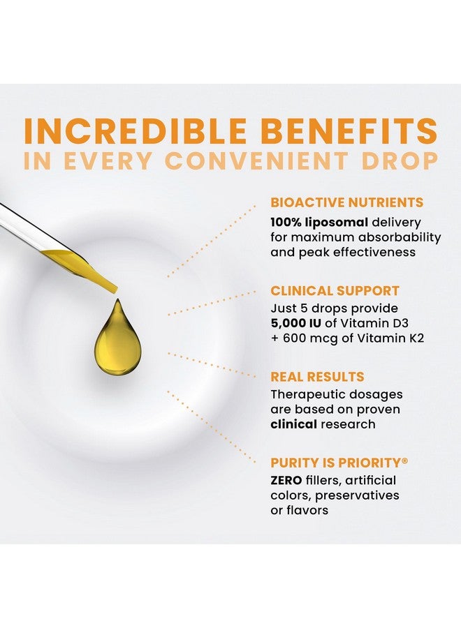 Pure Therapro Rx Vegan Vitamin D3 + K2 Liposomal Supplement | 90 Servings | Maximum Absorption Liquid Vitamins D3 5000 IU and K2-10 for Men and Women - 10 mL - Image 4