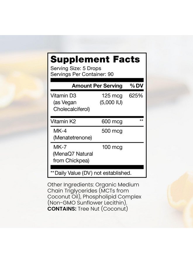 Pure Therapro Rx Vegan Vitamin D3 + K2 Liposomal Supplement | 90 Servings | Maximum Absorption Liquid Vitamins D3 5000 IU and K2-10 for Men and Women - 10 mL - Image 2