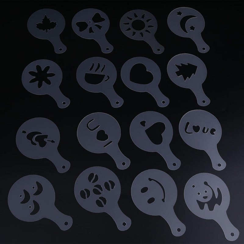 16Pcs Coffee Decorating Stencils Various Patterns Plastic Coffee Stencils Cappuccino Chocolate Latte Barista Template - Image 5