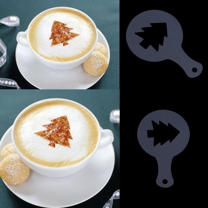 16Pcs Coffee Decorating Stencils Various Patterns Plastic Coffee Stencils Cappuccino Chocolate Latte Barista Template - Image 4