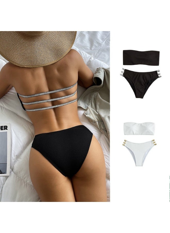 Layali Fashion High Waist Beach Bikini Swimsuit Strapless Backless Swimsuit Women - Image 2