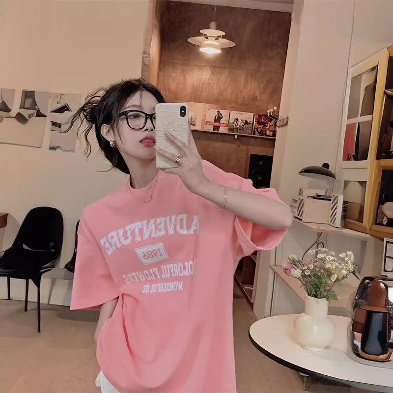 Short-sleeved T-shirt Women's Loose Korean Style Ins Trendy 2024 Spring and Summer New Mid-length Half-sleeved Top Ins Trendy Same Style - Image 4