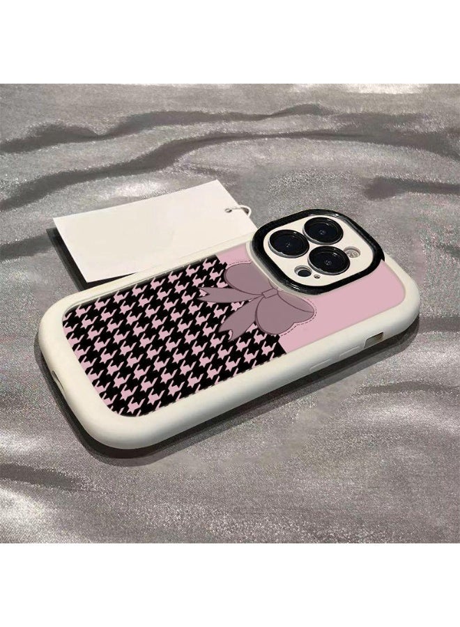 NIBEMINENT Powder Patterned Bowknot Protective TPU Case Cover For iPhone 15 Pro Max, White