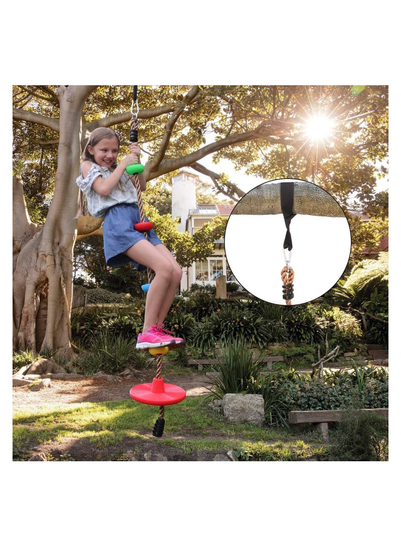 Y&D Disc Rope Swing Seat for Kids, Outdoor Backyard Fun Tree Accessory Attachment Climbing Play Set Outside Monkey Treehouse Zip Line Backyard, Over 6ft, Red - Image 1