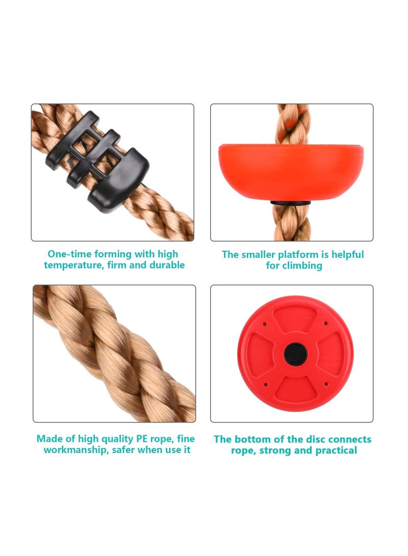 Y&D Disc Rope Swing Seat for Kids, Outdoor Backyard Fun Tree Accessory Attachment Climbing Play Set Outside Monkey Treehouse Zip Line Backyard, Over 6ft, Red - Image 4