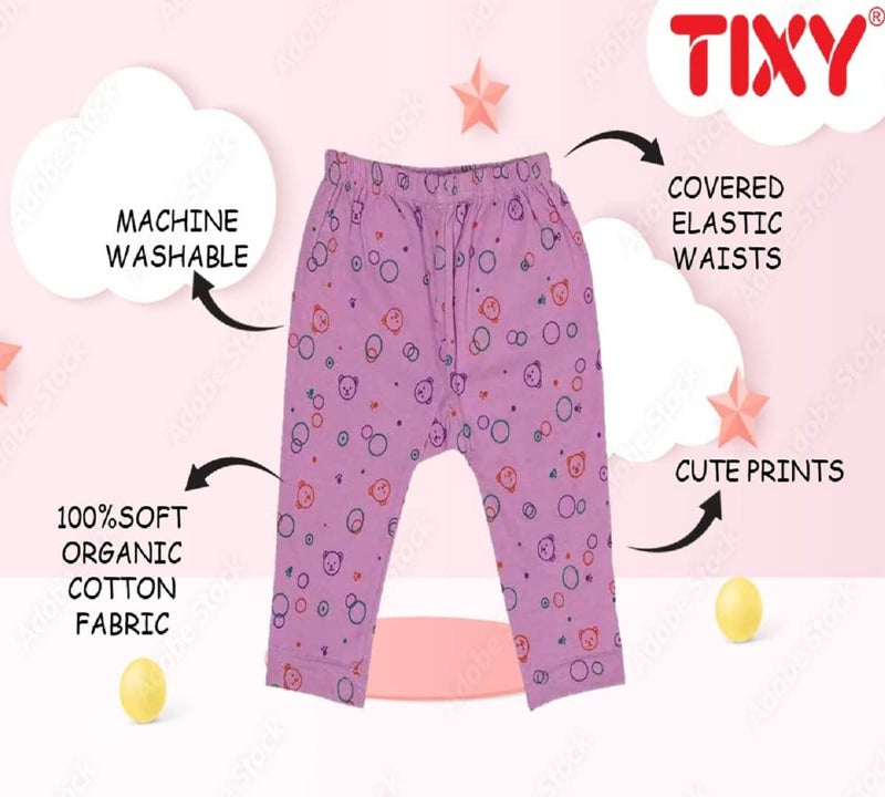TIXY Baby Boys and Baby Girls 100% Pure Cotton All Over Printed Pyjama/Pajama Avialable in 6 Multicolor Designs(Regular Fit)(Pack of 6) - Image 3