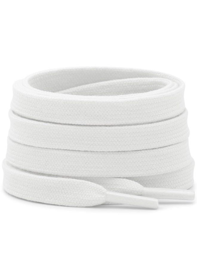 DELELE 2 Pair Flat Shoe laces 5/16" Wide Shoelaces for Athletic Running Sneakers Shoes Boot Strings, 01 Double Layer Thick Cotton White Shoe Laces, 63 Inch (160cm) - Image 1