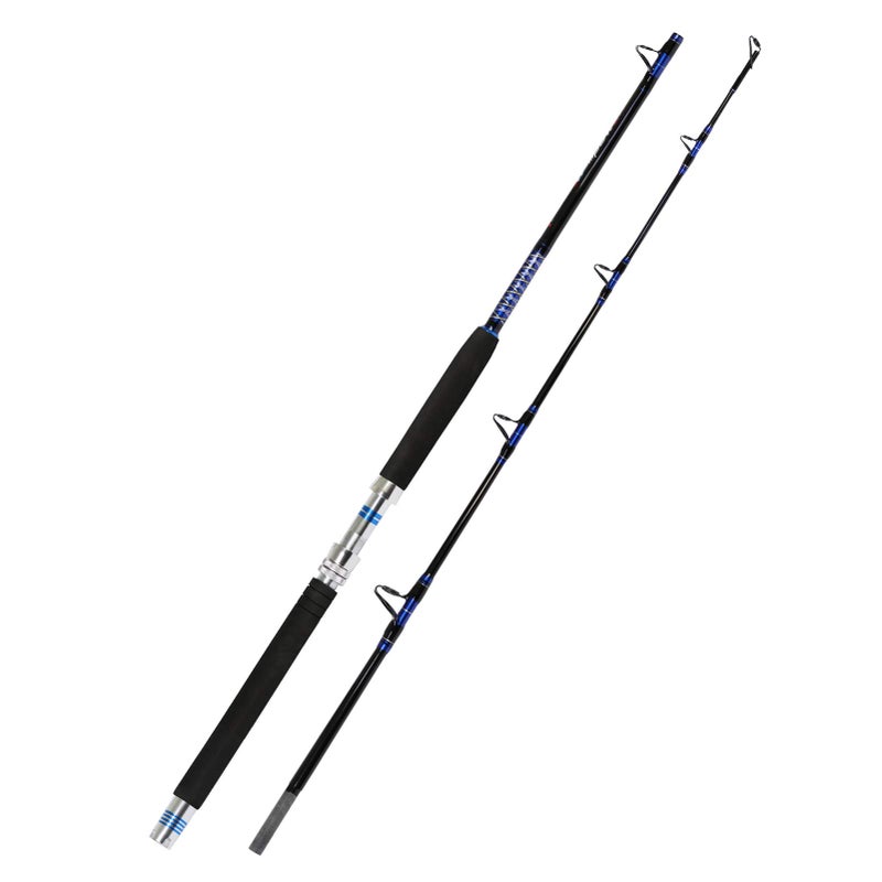 Fiblink 1-Piece/ 2-Piece Saltwater Offshore Trolling Rod Big Game Rod Conventional Boat Fishing Pole (2-Piece, 8' - 30-50lbs) - Image 1