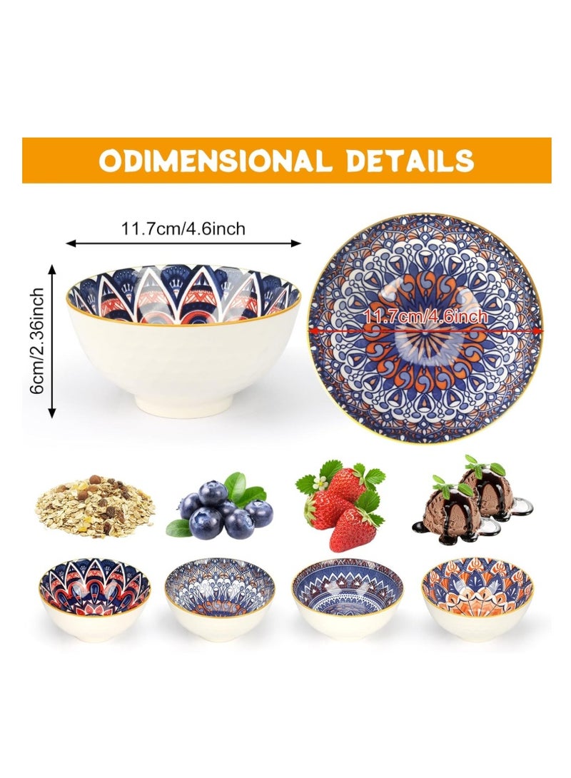 6 of Ceramic Rice Bowls Gift Set of 6 small Bohemian Style Small Dessert Bowls,4.6''Colorful Dinnerware Serving Bowls for Cereal, Soup,Snack, Fruit, Salsa, Microwave & Dishwasher Safe - Image 2