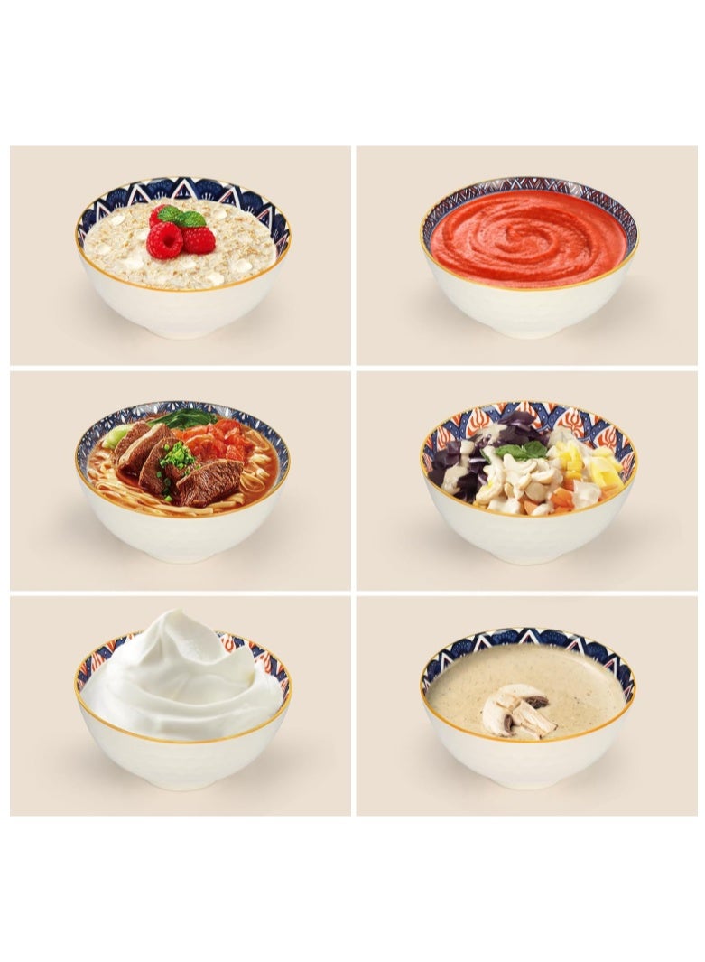 6 of Ceramic Rice Bowls Gift Set of 6 small Bohemian Style Small Dessert Bowls,4.6''Colorful Dinnerware Serving Bowls for Cereal, Soup,Snack, Fruit, Salsa, Microwave & Dishwasher Safe - Image 3