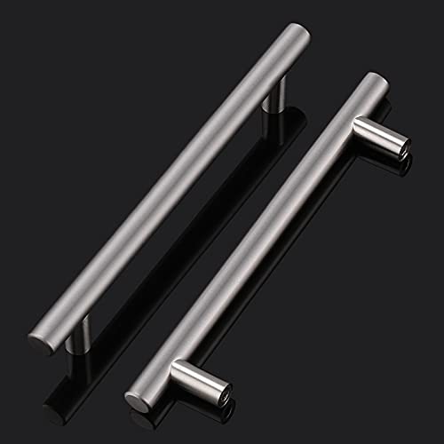 Probrico 5 Pack|Brushed Nickel T Bar Cabinet Pulls Stainless Steel Kitchen Cabinet Drawer Handles, 6-1/3 inch Hole Centers, Euro T Bar Pulls - Image 4