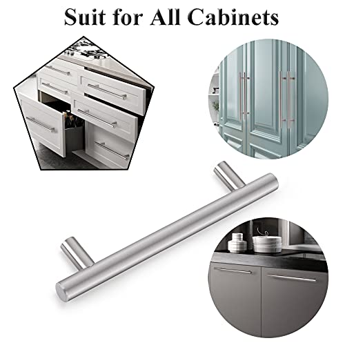 Probrico 5 Pack|Brushed Nickel T Bar Cabinet Pulls Stainless Steel Kitchen Cabinet Drawer Handles, 6-1/3 inch Hole Centers, Euro T Bar Pulls - Image 5