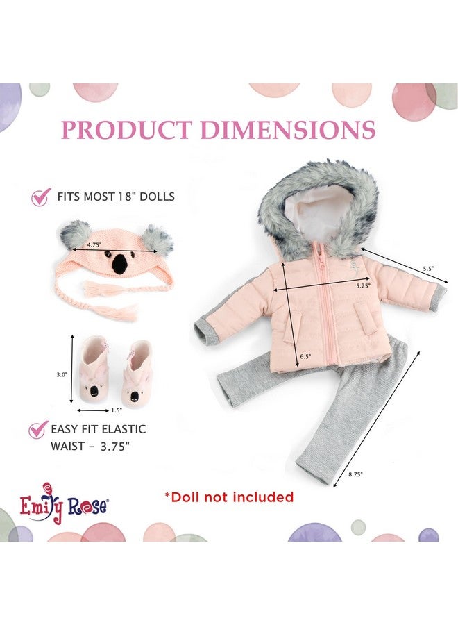 إميلي روز ملابس دمى إميلي روز مقاس 18 بوصة | طقم هدايا من 4 قطع، جاكيت شتوي للثلج، زي كوالا، مقاس 18 بوصة، يتضمن قبعة محبوكة وحذاءً طويلًا للدمى مقاس 18 بوصة (حائز على جائزة اختيار الأم!) | متوافق مع معظم الدمى مقاس 18 بوصة - Image 5