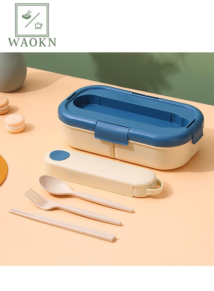 WAOKN Bento Boxes for 3 Grid With Spoon Fork and Chopsticks 1200 ML Bento Lunch Box For Kids Adults BPA-Free and Food-Safe Materials 