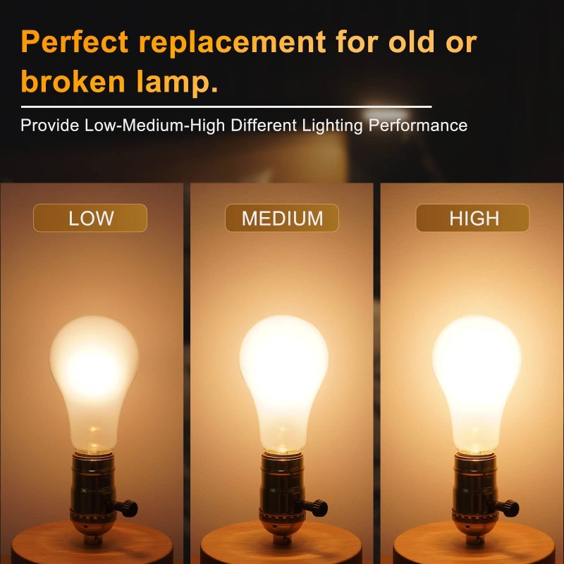 DiCUNO 3-Way Lamp Socket Replacement, Turn Switch Knob, UL Listed, Low-Medium-High Settings, Repair Parts for Table, Floor Lamp, DIY Projects, 2 Packs - Image 3