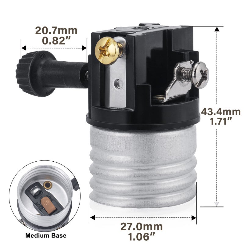 DiCUNO 3-Way Lamp Socket Replacement, Turn Switch Knob, UL Listed, Low-Medium-High Settings, Repair Parts for Table, Floor Lamp, DIY Projects, 2 Packs - Image 2