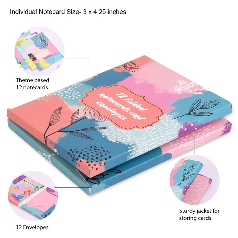DOODLE Set of 12 Blank Notecards with Envelopes (3 Inches x 4.25 Inches) Greeting Cards, Thank You Card (Floral Fuse) - Image 4