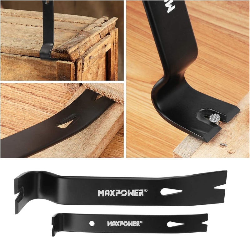 Max Power 4-Pieces Pry Bar Set, 12-inch Utility Claw Pry Bar, 8-inch Nail Puller, 10-inch and 7-inch Flat Pry Bar Crowbar Claw - Image 4